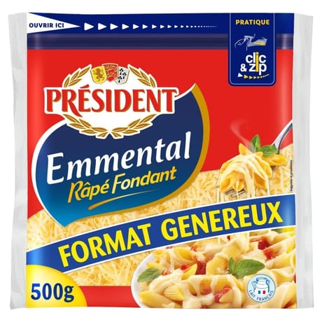 Président emmental râpé fondant sachet 500g maxi format