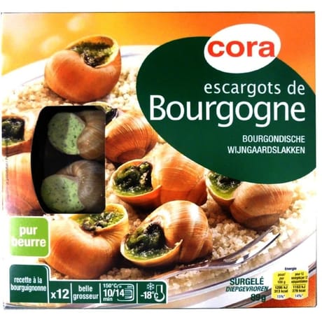 Cora 12 escargots de Bourgogne recette à la bourguignonne belle grosseur 89g