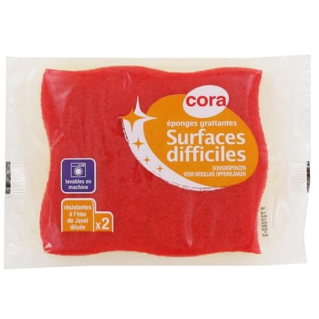 Cora 2 éponges végétales grattantes surfaces difficiles