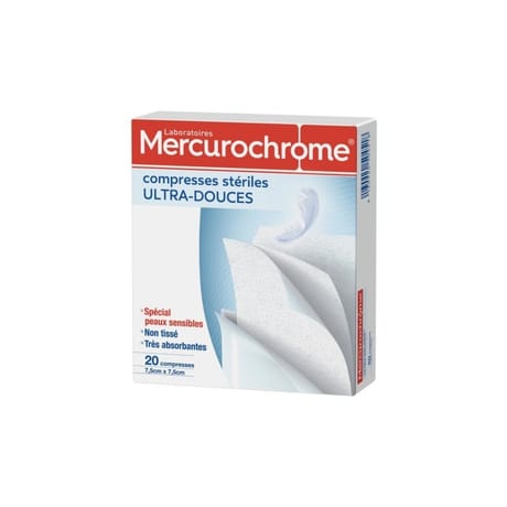 Mercurochrome compresses stériles ultra-douces 20 unités