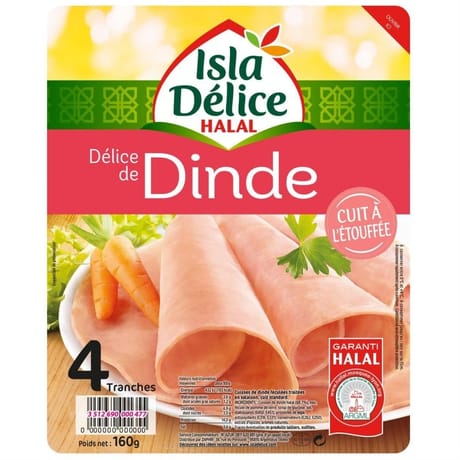 Isla Délice délice de dinde cuit à l'étouffée halal 4 tranches 160g