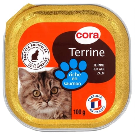 Cora terrine riche en saumon pour chat 100g