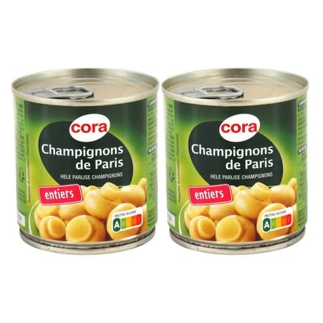 Cora champignons de paris 1er choix entiers 2 x 115g