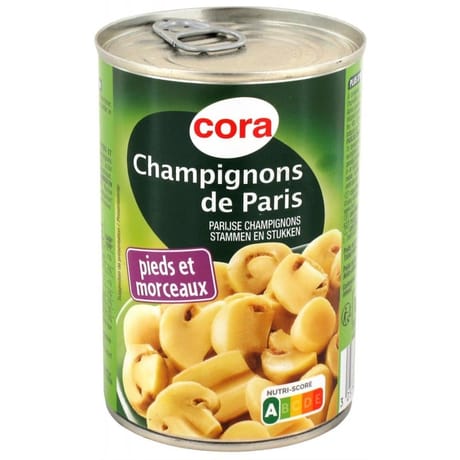 Cora champignons de paris pieds et morceaux 230g