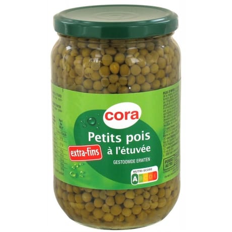 Cora petits pois extra fins 72cl 445g