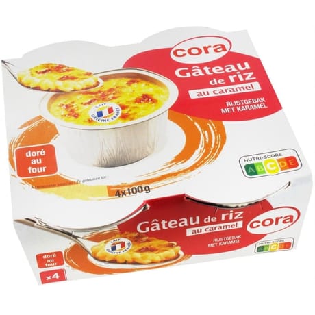 Cora gâteau de riz au caramel  4x100g
