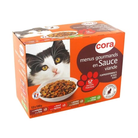 Cora menus gourmands en sauce pour chat 12 x 100g