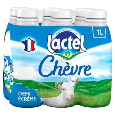 Lactel lait de chèvre demi-écrémé 6 x 1 l
