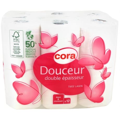 Cora papier toilette blanc double épaisseur x 12 rouleaux