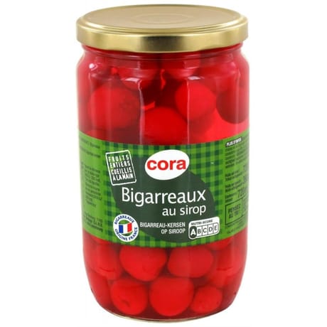 Cora cerises bigarreaux au sirop 390 g net égoutté