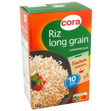 Cora riz long grain étuvé 5 x 200g