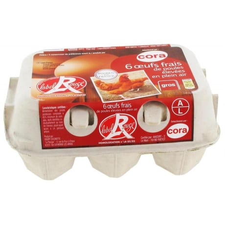 Cora 6 oeufs frais de poules élevées en plein air label rouge gros