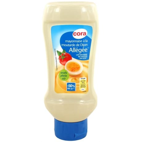Cora mayonnaise allégée à la moutarde de Dijon en flacon souple 454g