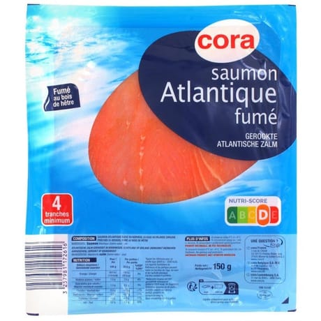 Cora saumon fumé Atlantique 4 tranches 150g