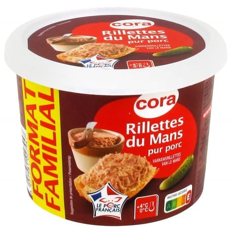 Cora rillettes du Mans pur porc pot 400 g