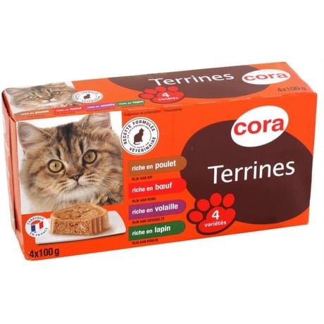 Cora terrines riches en viande pour chat 4 x 100g