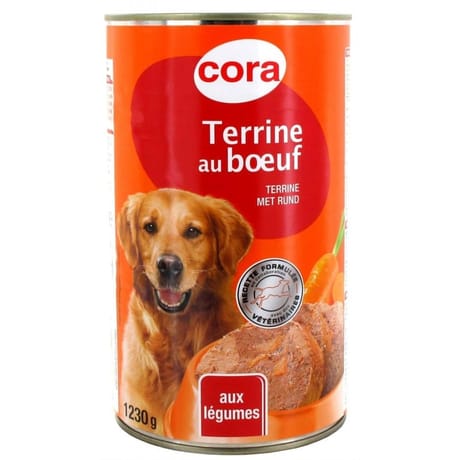 Cora terrine pour chien au boeuf et légumes 1230g