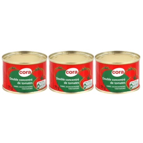 Cora double concentré de tomates lot de 3x70g
