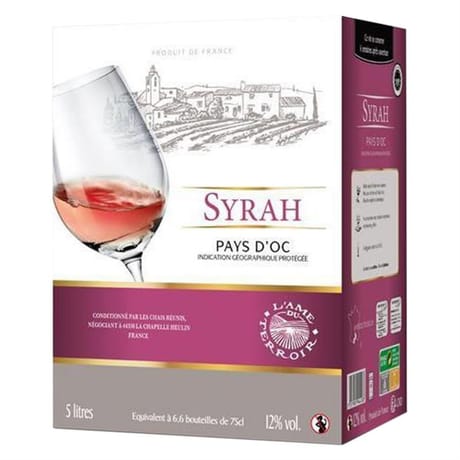L'âme du terroir vin de pays d'OC  Syrah rosé poche 5 litres 12% Vol.