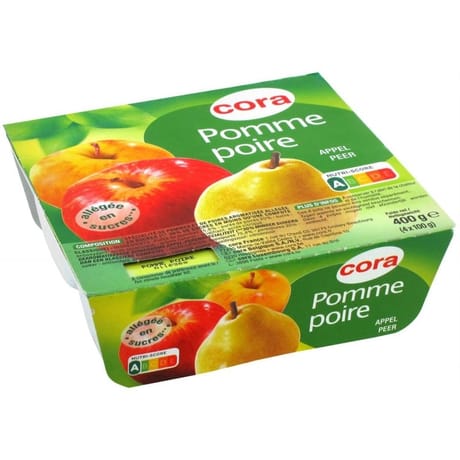 Cora compotes de pomme poire allégées 4x100-400g