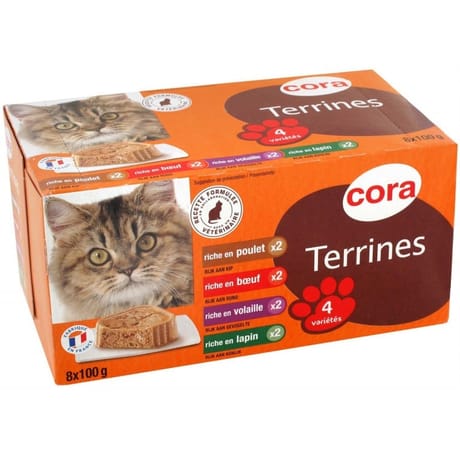 Cora terrine riches en viande pour chat 8 x 100g
