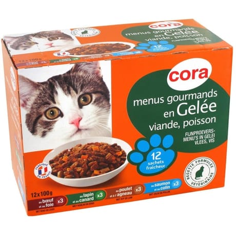 Cora menus gourmands en gelée pour chat  12 x 100g