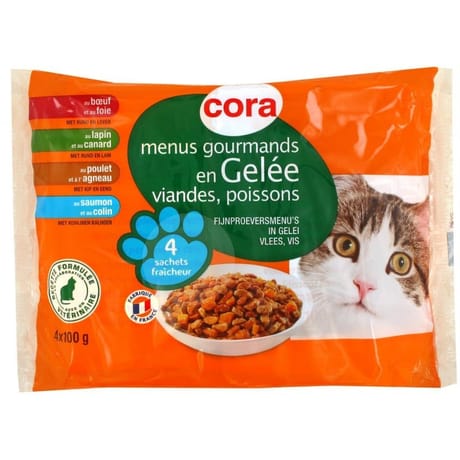 Cora menus gourmands en gelée pour chat 4 x 100g