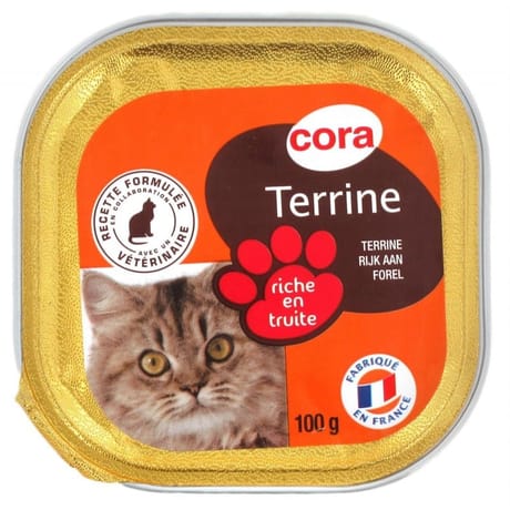Cora terrine riche en truite pour chat 100g
