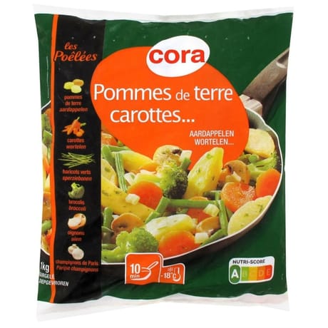 Cora poêlée pommes de terre, carottes, haricots verts, brocolis, oignons, champignons 1kg