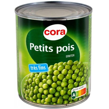 Cora petits pois très fins à l'etuvée 4/4 560g
