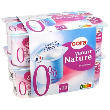 Cora yaourt nature maigre 0% 12x125 g
