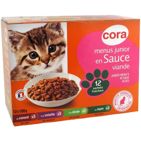 Cora menus gourmands pour chat junior 12 x 100 g