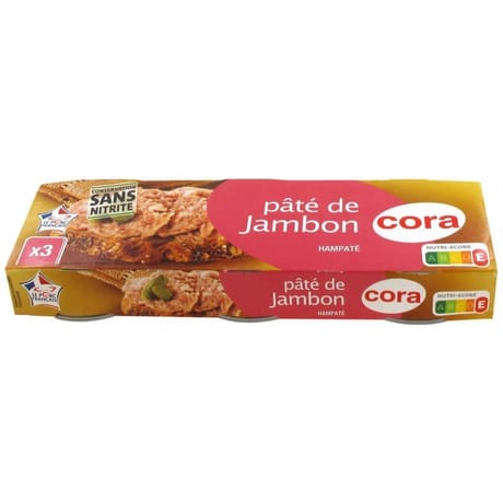 Cora pâté de jambon 3x76.5g