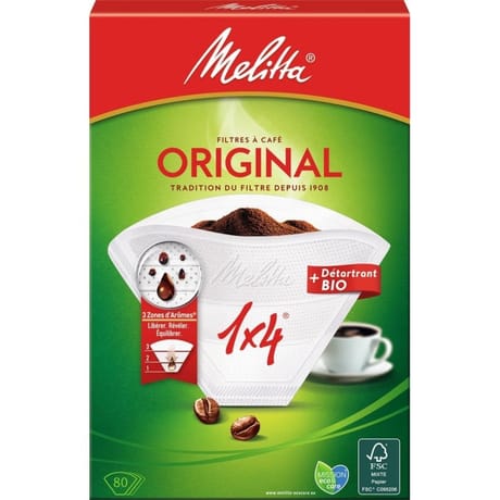 Melitta filtres 1X4 original x80  + détartrant