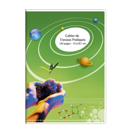 Cora cahier travaux pratique piqûre 21x29,7cm grands carreaux + uni 120 pages, 90g couverture polyp