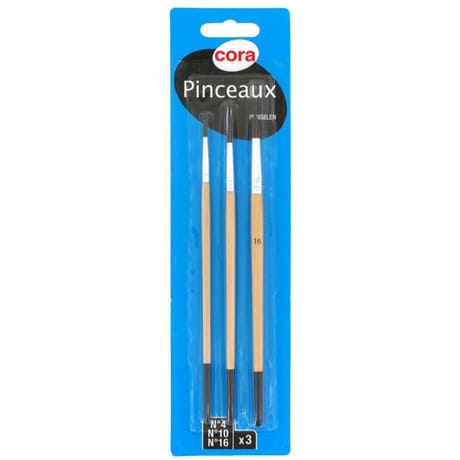 Cora blister 3 pinceaux poils de poney n° 4/10/16