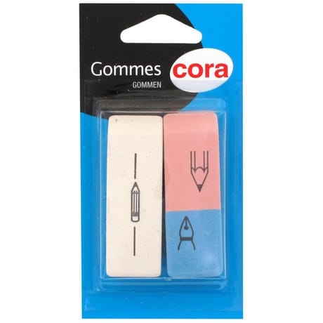 Cora gomme blanche + 1 gomme 2 usages