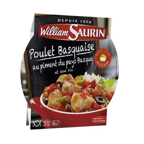 William Saurin poulet basquaise piment du pays basque et riz - assiette micro-ondes 285g