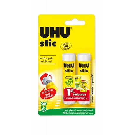 Uhu 2 stics de colle blanche 8.2g