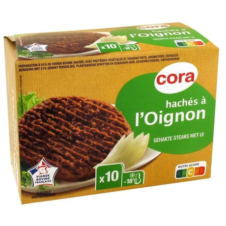 Cora 10 hachés à l'oignon vbf 15% mg 1kg
