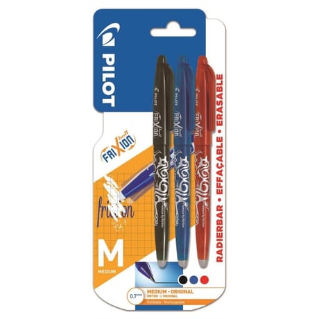 Pilot roller frixion ball encre en gel x3 noir bleu rouge