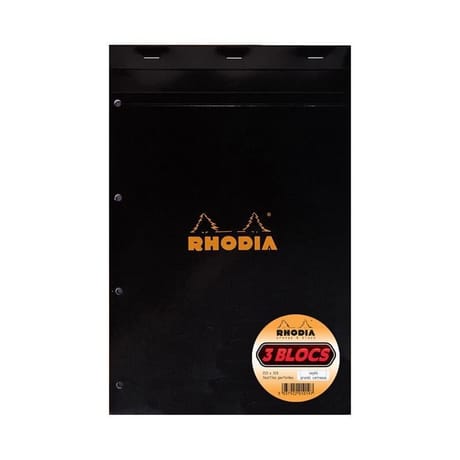 Rhodia lot de 3 blocs notes perforés 160 pages seyes