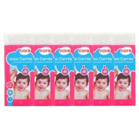 Cora maxi carrés coton bébé lot de 6x80