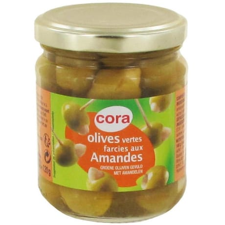 Cora olives vertes farcies aux amandes bocal 120g