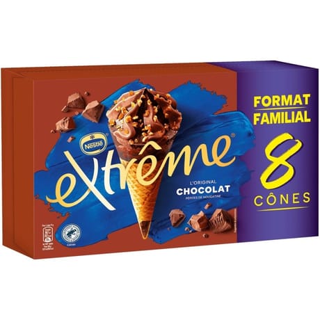 Extrême 8 cônes chocolat pépites nougatine format familial 568g