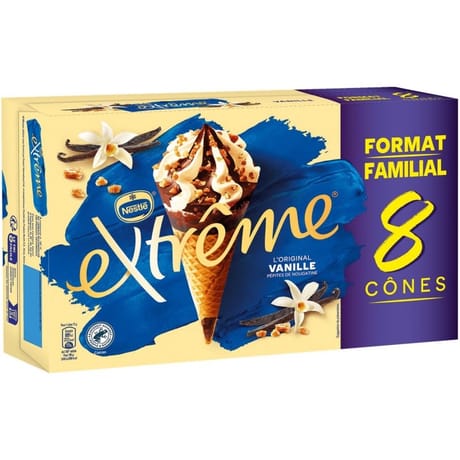 Extrême 8 cônes vanille prix format familial 568g