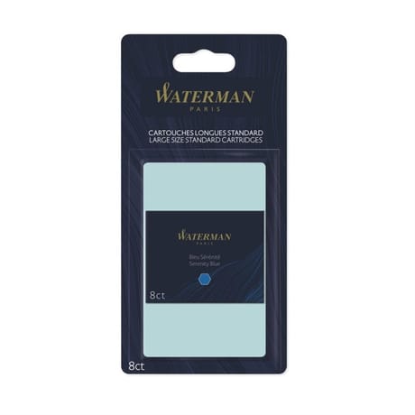Waterman cartouche longue encre bleue effaçable x8