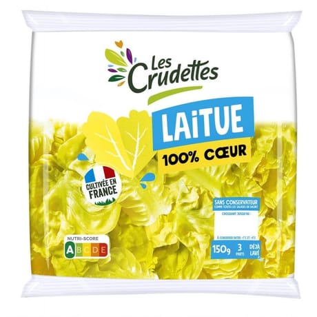 Les crudettes salade 100% coeur de laitue sachet 150g