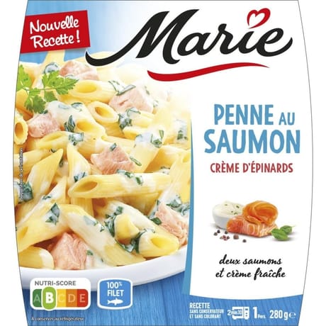 Marie penne au saumon et crème d'épinards 280g