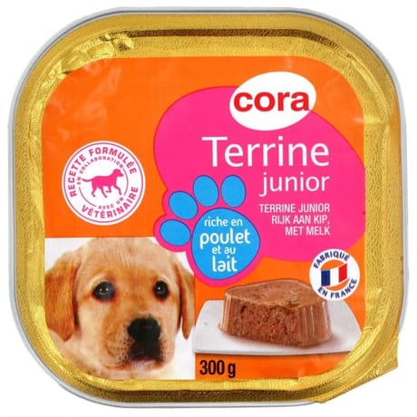 Cora terrine junior chien riche en poulet et au lait 300g
